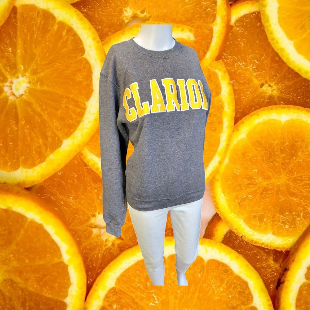 Champion Clarion Sweatshirt Gray Yellow Spellout Authentic Athleticwear Men's XS